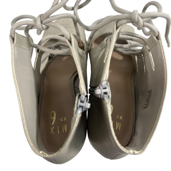 Mix No.6 Women's Grey Taupe Side Zip Closure Lace Up Patty Heels Sz 8 - NWB - Picture 8 of 14